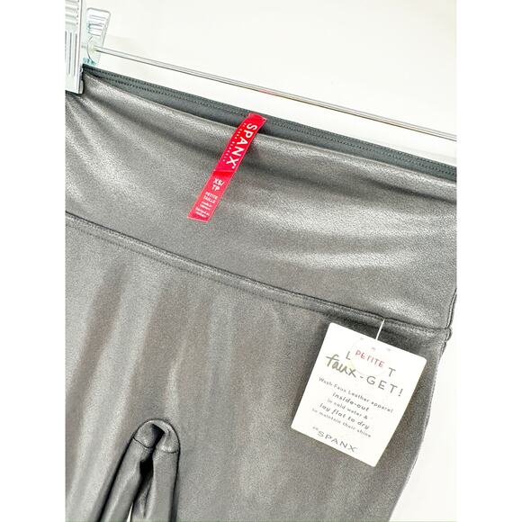 Spanx Black Faux Leather High Waist Leggings Size XS Petite NWT - Picture 5 of 5
